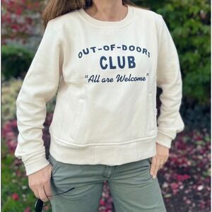 The Landmark Project Women's Out of Doors Club Sweatshirt‎ Cream Crewneck Medium